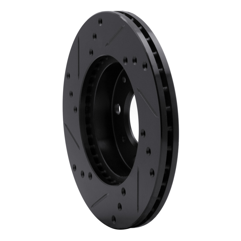 Honda Civic Brake Rotor (1) - Front Right - R1 Concepts - Drilled & Slotted - Silver - `90-`00